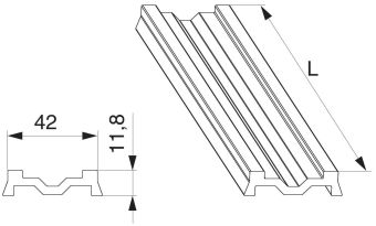 Podkladová podložka pod fix pro dřevo, L=1500mm, šedá