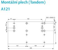 Montážní plech A121 pro DC300 Tandem s extra dlouhým tisícihranem, stříbrný