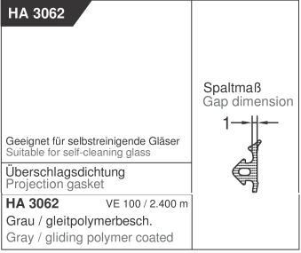 Těsnění HA 3062, výška 1mm, šedé (RAL7035)