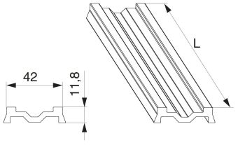 Podkladová podložka pod fix pro dřevo, L=2500mm, šedá