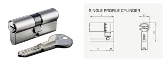 Půlvložka ISEO R6 45/10 mm, 5 klíčů + servisní karta, nikl