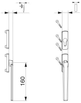 Klika SKB-Z venkovní plochá PZ, DM=17,5-50 mm, stříbrná